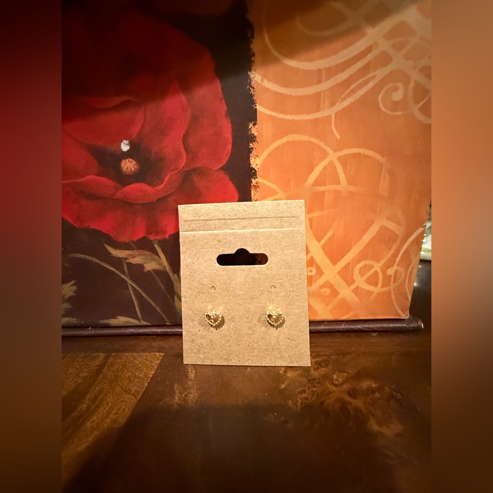 Gold Heart Stud Earrings